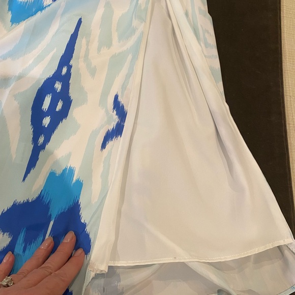 NWT Sheridan French Stacey Maxi Dress Tulip Ikat Beaded Metallic Blue Medium - Picture 14 of 16